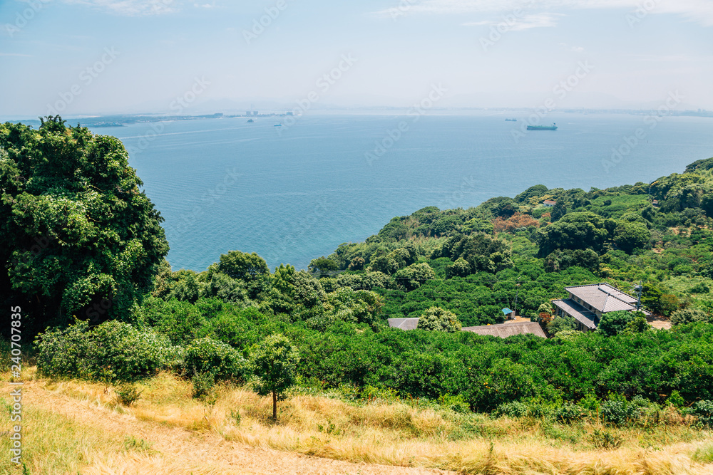 Sea and Nokonoshima island park in Fukuoka, Japan