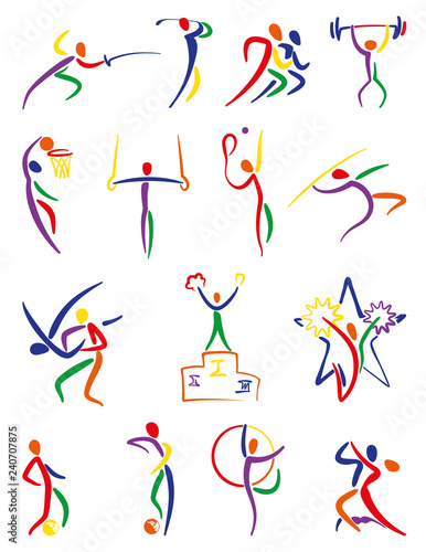 Set of Sport icons.
Set icons, a child's drawing, Sport. Vector.