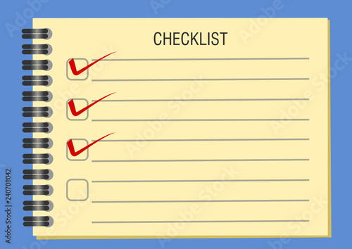 checklist book note on flat ,business concept.