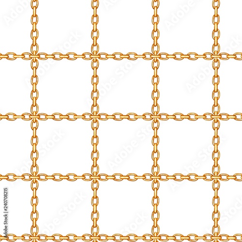 Seamless pattern with crossed golden chains. Jewelry background.
