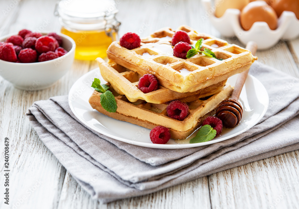 Homemade waffles with berries Homemade waffles with berries