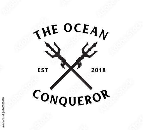 trident ocean king master vector icon logo design