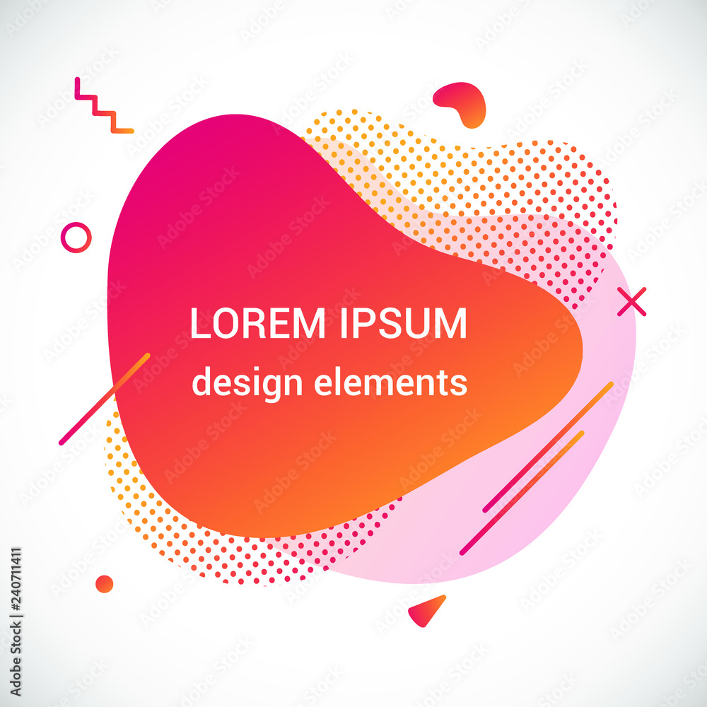 Naklejka Modern liquid abstract element graphic gradient flat style design fluid vector colorful illustration banner simple shape template for logo, presentation, flyer, brochure isolated on white background.