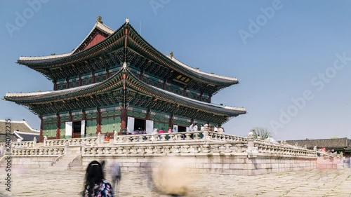 4k long exposure Time Lapse Of Gyeongbokgung Palace In Seoul City, south Korea. ProRes 422