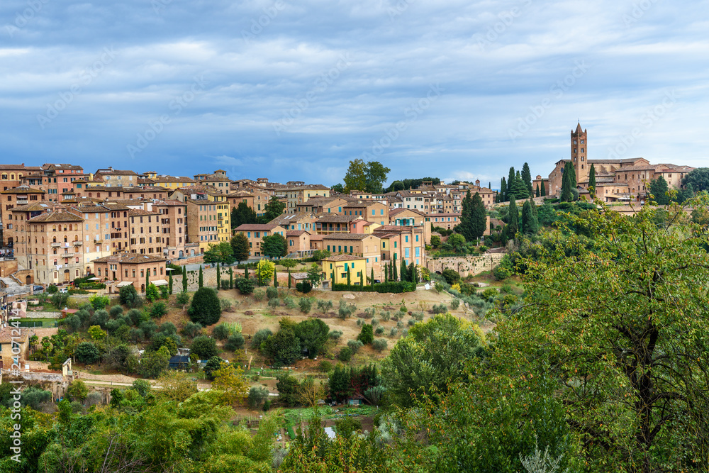 View on Siena city from Chiesa di Sant'Agostino. Italy