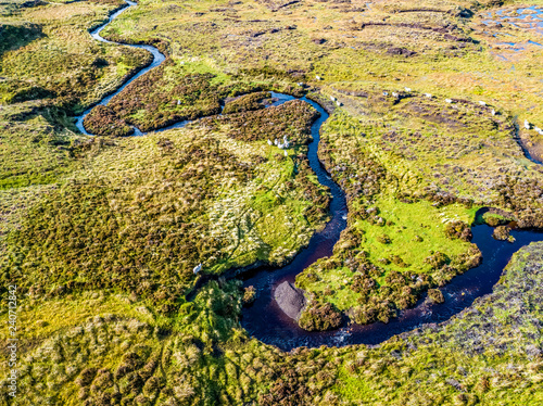 Aerial view of the River Rha between Staffin and Uig on the Isle of Skye   Scotland