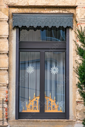 house window with Christmas decoration, Germany