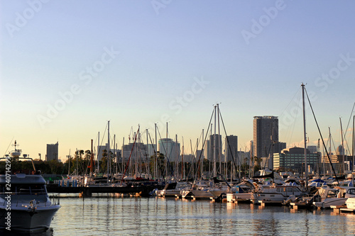 Scenery of marina at the time of twilight