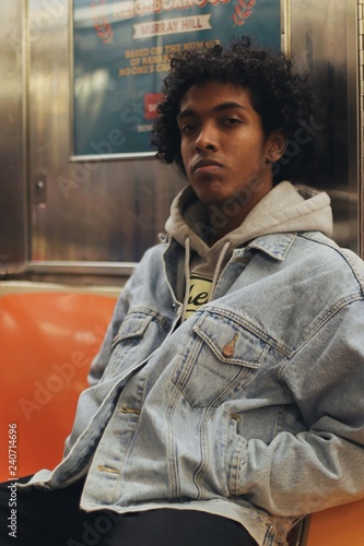 Canvas Print portrait of young man on the subway
