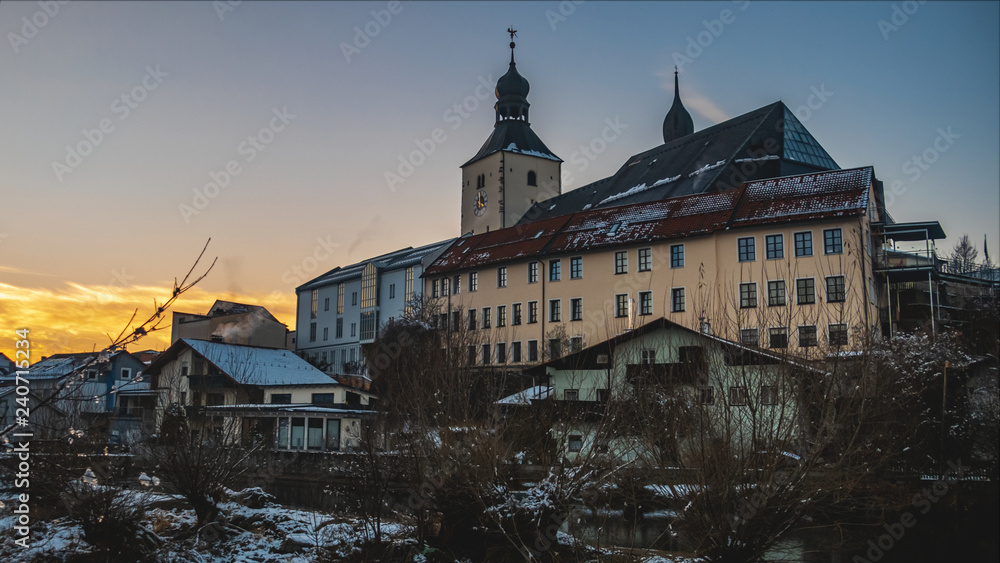 Obraz premium Beautiful sunset view at Regen-Bavaria-Germany