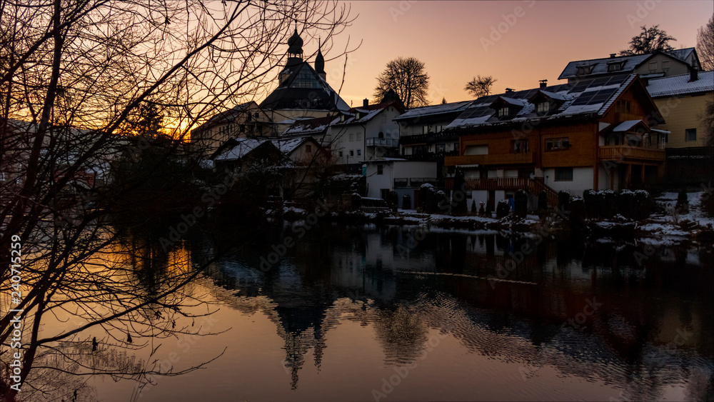 Obraz premium Beautiful sunset view at Regen-Bavaria-Germany