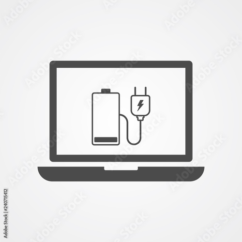 Charging laptop vector icon sign symbol