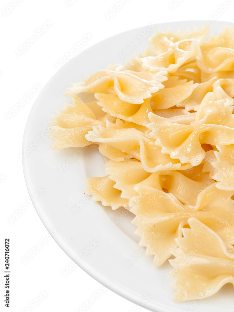 fresh pasta Farfalle isolated on white background