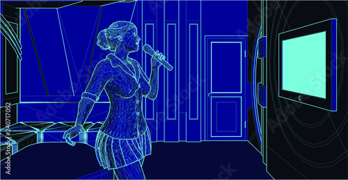 girl singing karaoke in a KTV room