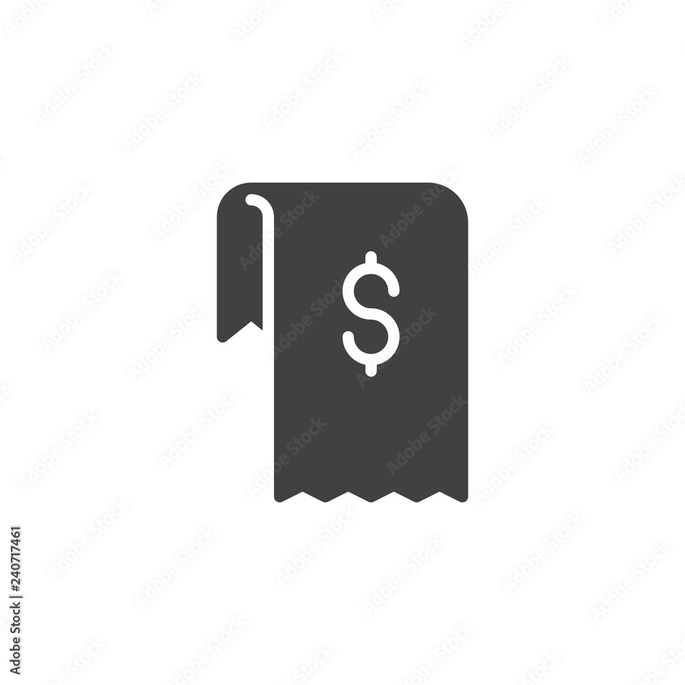 Dollar invoice vector icon. filled flat sign for mobile concept and web design. Shopping money bill simple solid icon. Symbol, logo illustration. Pixel perfect vector graphics Dollar invoice vector icon. filled flat sign for mobile concept and web design. Shopping money bill simple solid icon. Symbol, logo illustration. Pixel perfect vector graphics