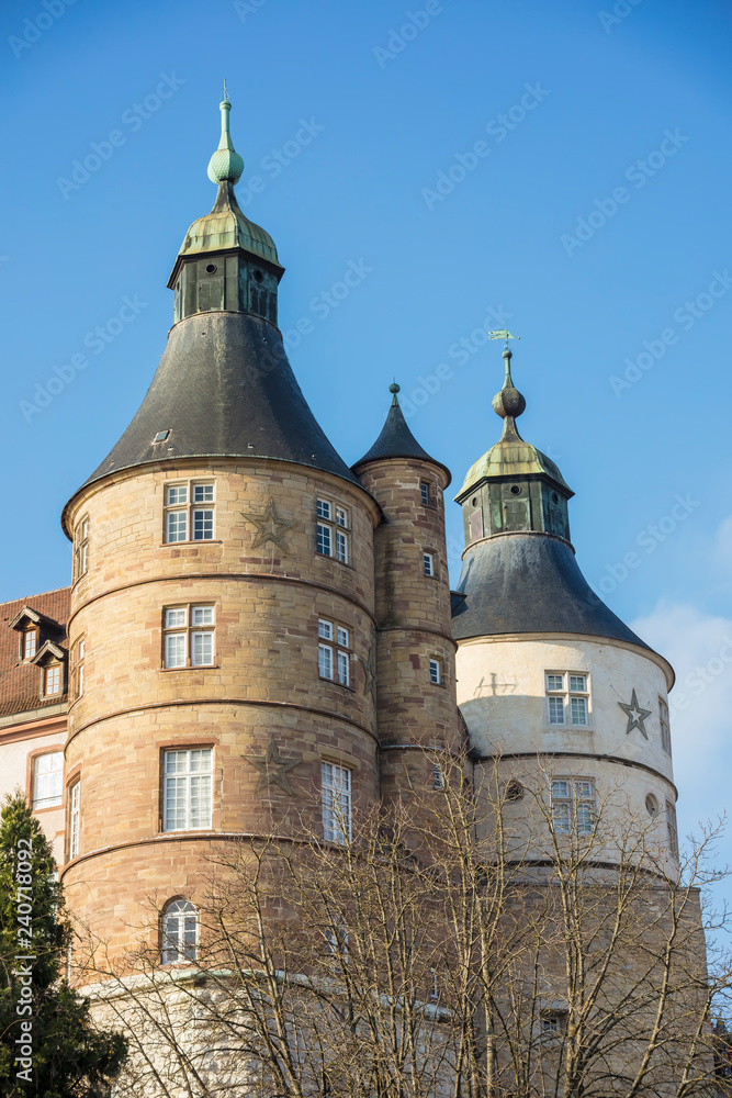Castle of the Montbeliard town in Doubs department in the Bourgogne Franche Comté region in eastern France