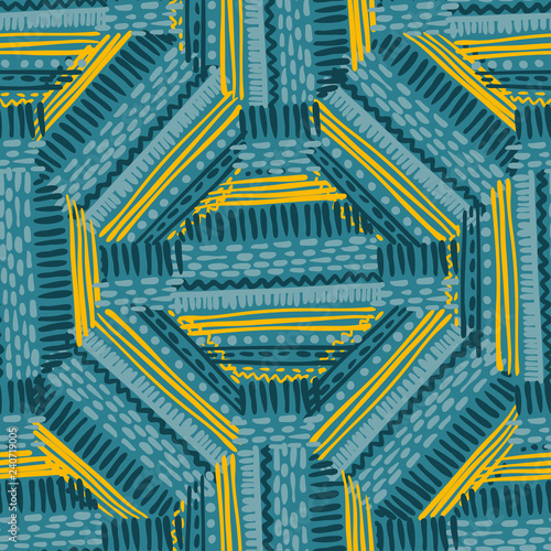 Abstract Ikat and boho style handcraft fabric pattern. Traditional Ethnic design for clothing and textile background, carpet or wallpaper