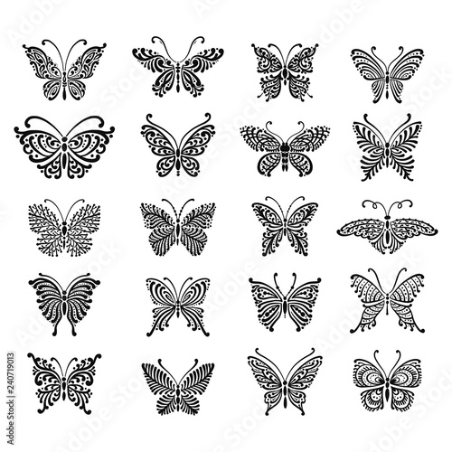 Ornate butterfly collection for your design