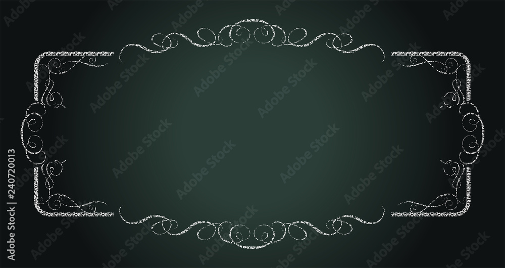 バロック調フレーム 黒板背景にチョークタッチ クラシカルオーナメント 飾り罫 Baroque Hand Drawn Frame Stock Vector Adobe Stock