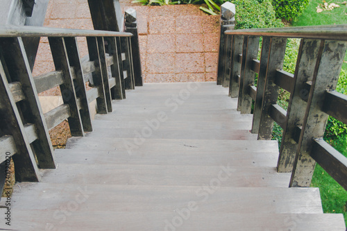 Wooden stairs Connect to terrace
