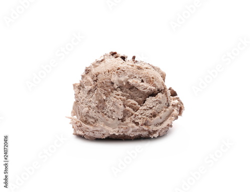 Caramel ice cream ball isolated on white background