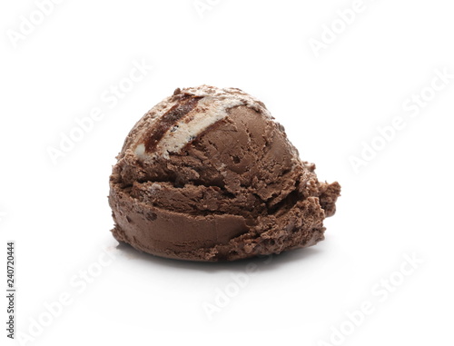 Chocolate ice cream ball isolated on white background