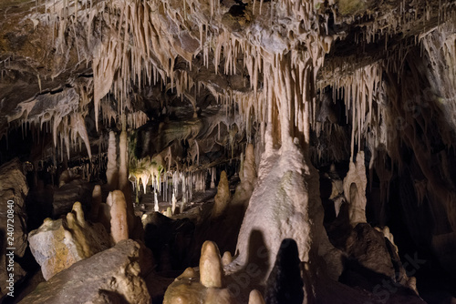 Stalagmites and stalactites in Vazecka cave, Slovakia