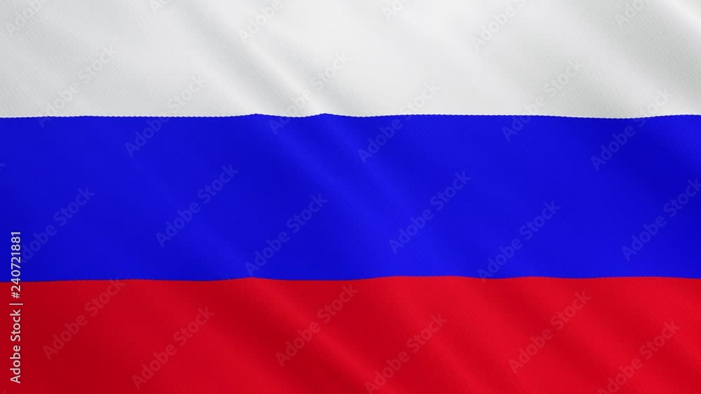 Russia flag is waving 3D animation. Symbol of Russian national on fabric cloth 3D rendering in full perspective. Russia flag is waving 3D animation. Symbol of Russian national on fabric cloth 3D rendering in full perspective.