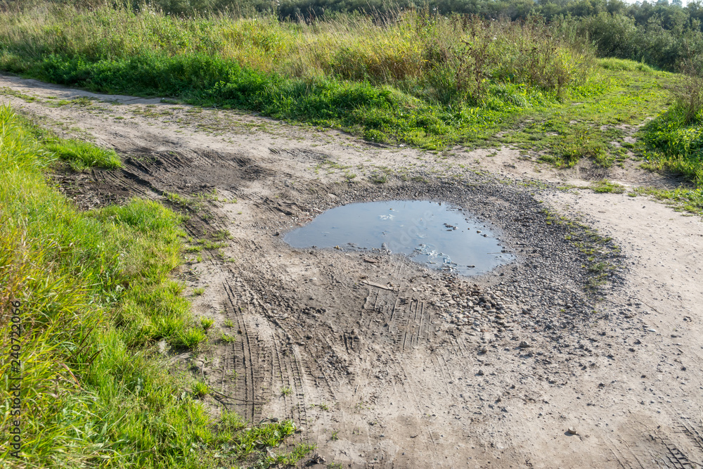 Ruts in the roads filled with water Ruts in the roads filled with water