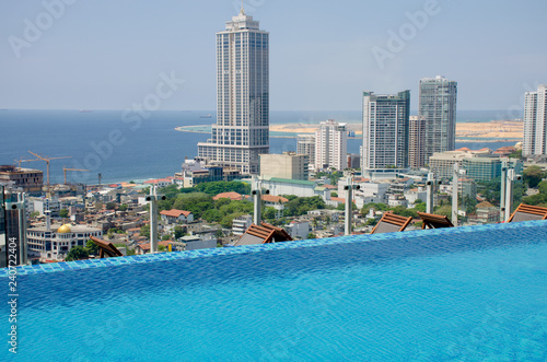 The pool in hotel overlooking the capital of Colombo in Sri Lanka © rosetata