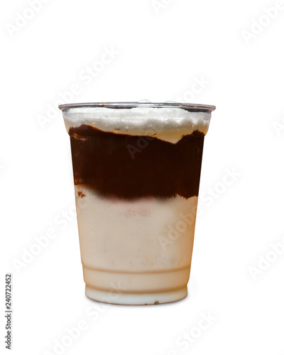 Unbranded ice coffee drink with chocholate isolated on white background