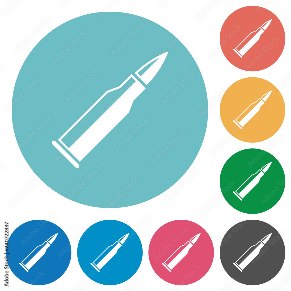 Bullet rifle ammo with gloss flat round icons Bullet rifle ammo with gloss flat round icons