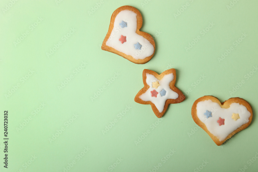 Naklejka premium Christmas cookies with white glaze