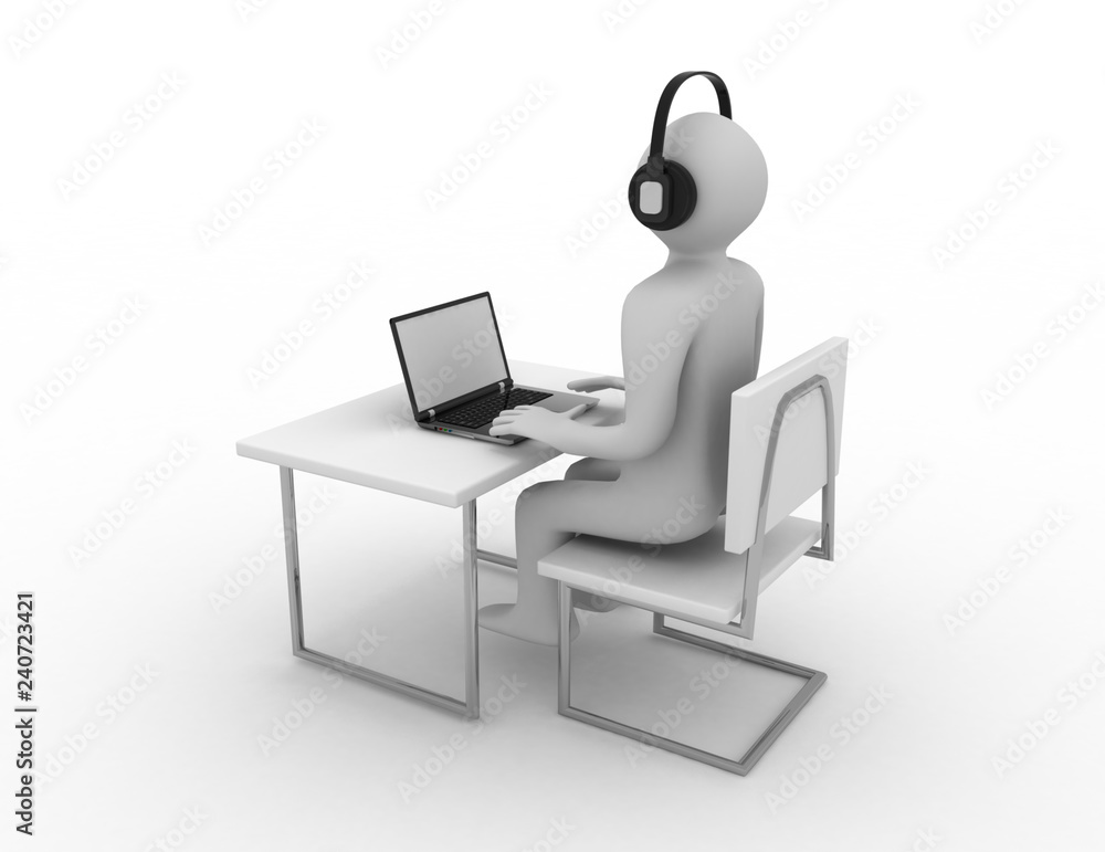 3d computer worker concept 3d computer worker concept