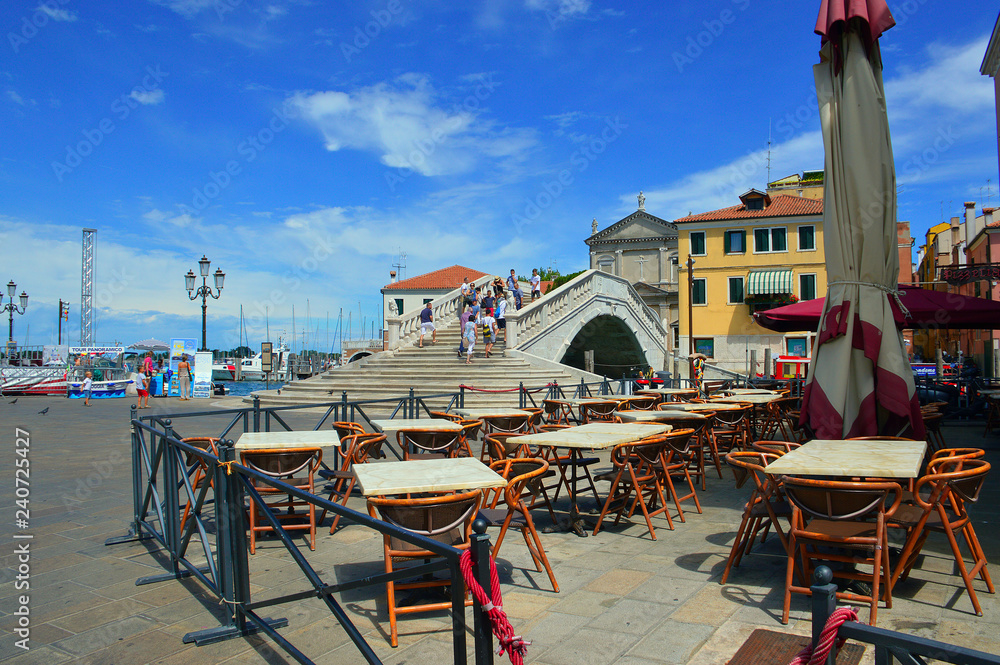 Venice restaurant in summer
