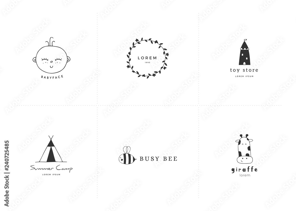 Set of vector logo templates for children related businesses. Set of vector logo templates for children related businesses.