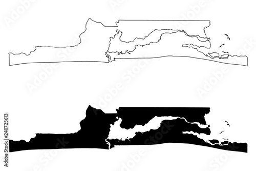Lagos State (Subdivisions of Nigeria, Federated state of Nigeria) map vector illustration, scribble sketch Lagos map