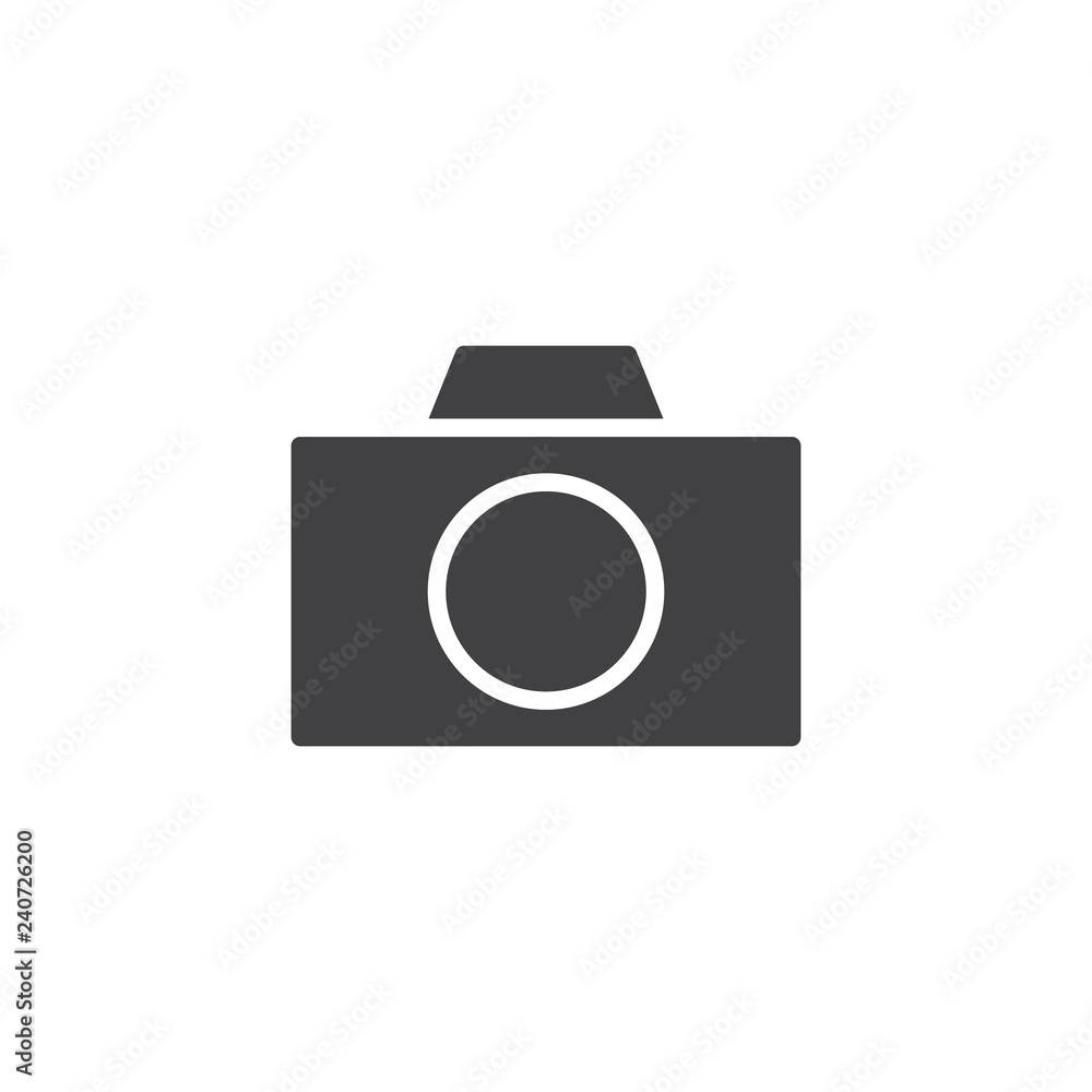 Photo camera vector icon. filled flat sign for mobile concept and web design. Camera simple solid icon. Symbol, logo illustration. Pixel perfect vector graphics Photo camera vector icon. filled flat sign for mobile concept and web design. Camera simple solid icon. Symbol, logo illustration. Pixel perfect vector graphics