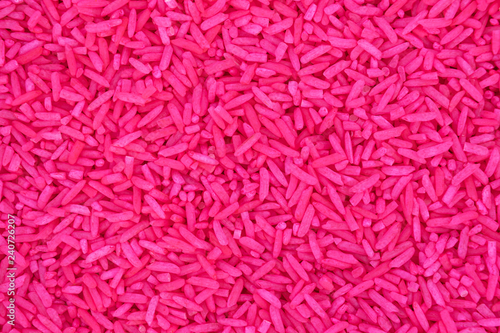 Pink rice from above view for texture backgrounds
