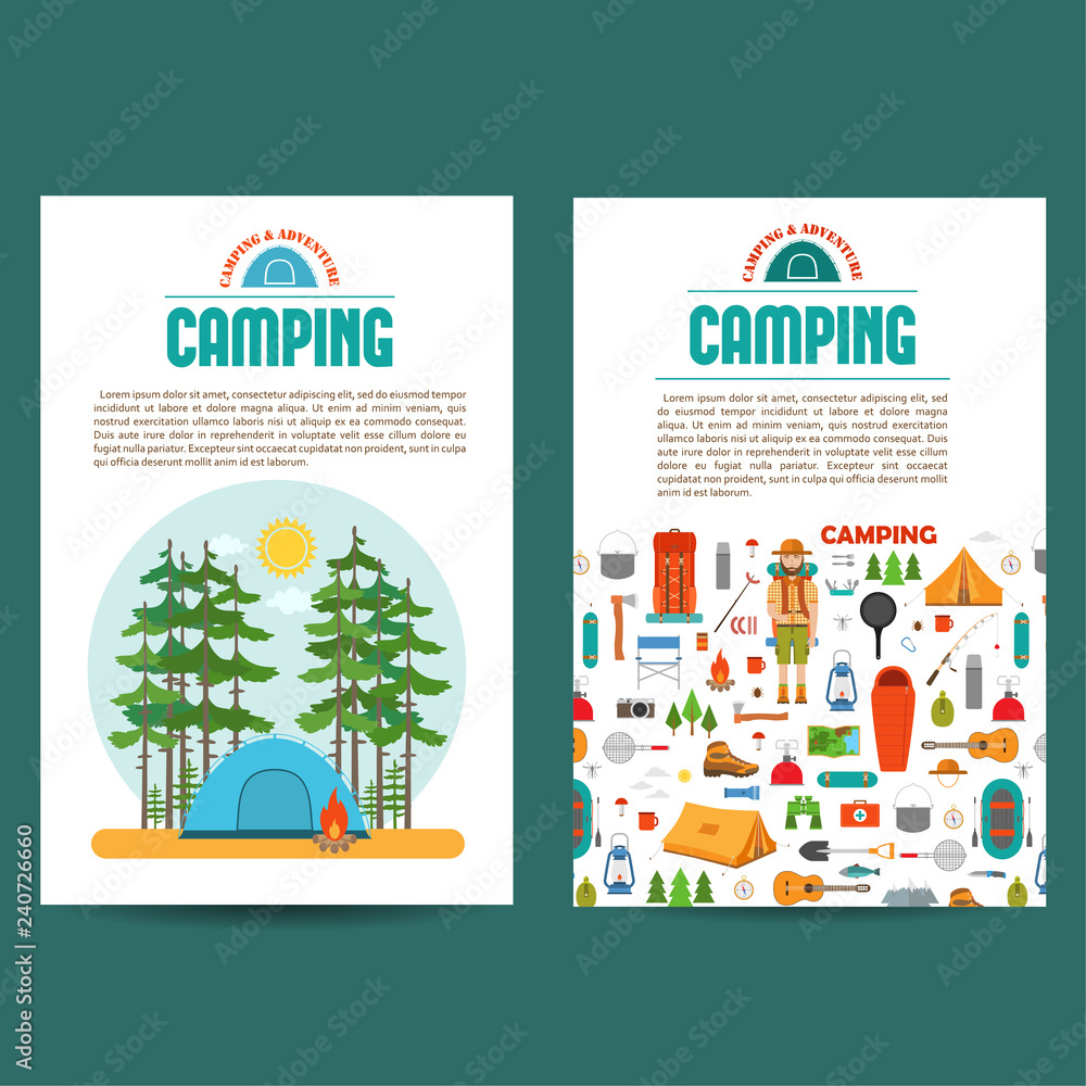 Set of camping cards