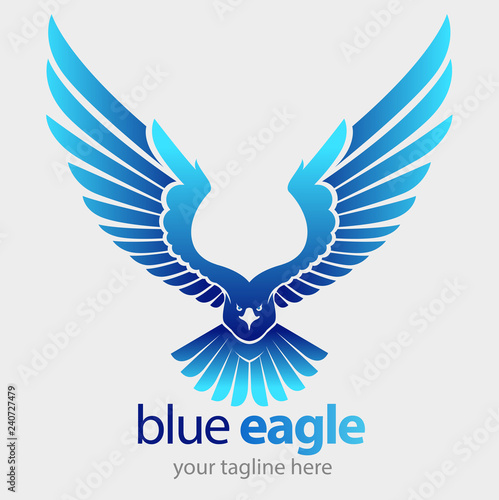 vector illustration, a blue eagle flies its wings for a company logo or business.