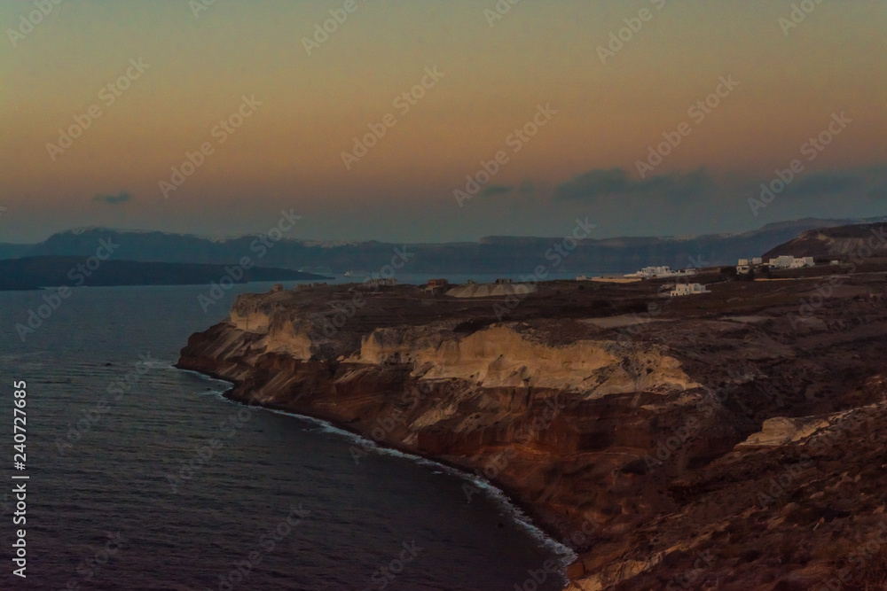 Akrotis Santorini, Greece - Sunset on the sea