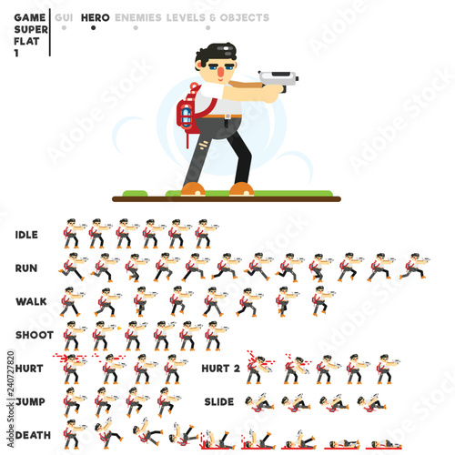 Animation of a guy with a pistol for creating a video game