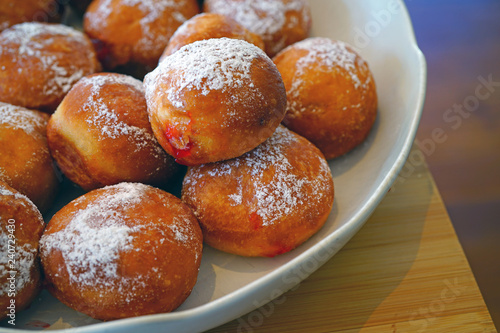 Jelly filled donut fritters with sugar