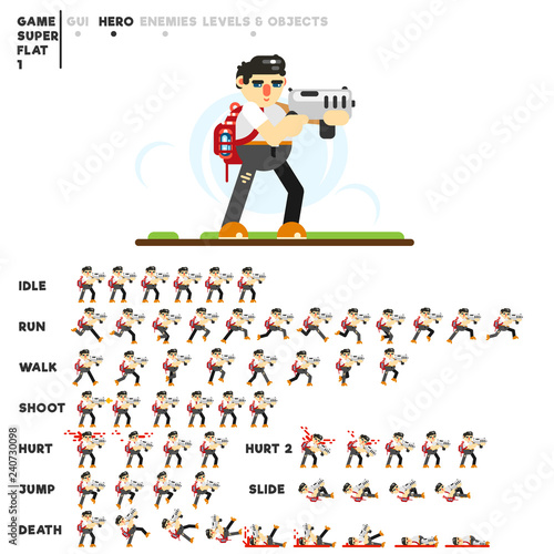 Animation of a guy with an automat for creating a video game