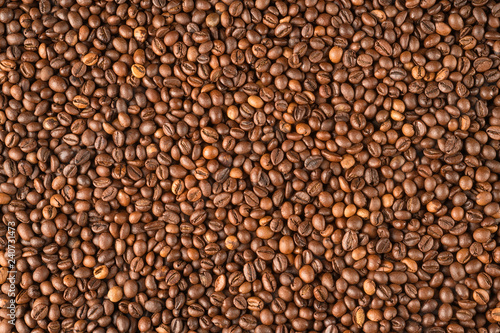 Raw coffee beans texture and background
