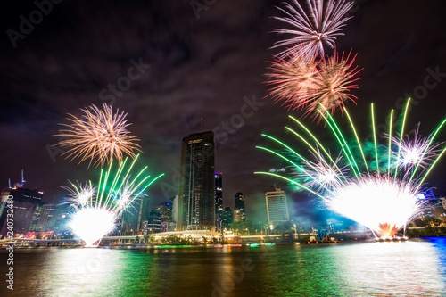 Christmas fireworks in Brisbane, Australia - from South Bank, December 2018