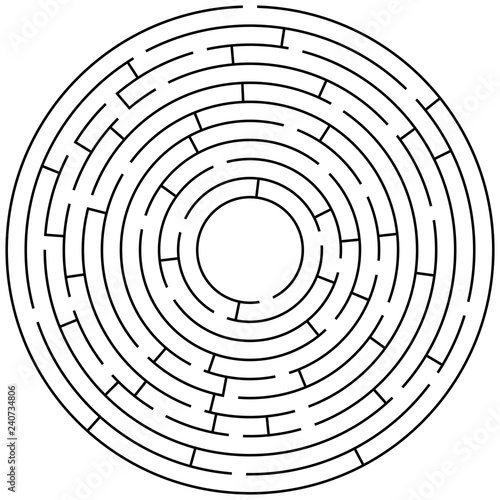 Circle maze.Vector circular labyrinth.