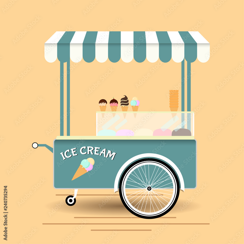 Obraz premium Ice cream bicycle cart vintage design