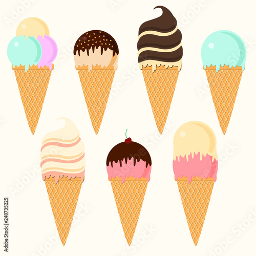 Set of ice cream cones